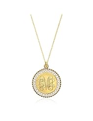 Gold Monogram Necklace - 1 Inch Disc Necklace - Wedding Bridesmaid Necklaces - Gold Filled Necklace