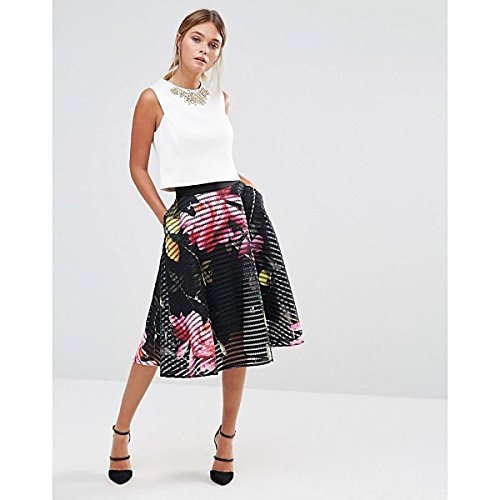 テッドベーカー ボトムス スカート Ted Baker Orella Mesh Midi Skirt in Citr Black [並行輸入品]