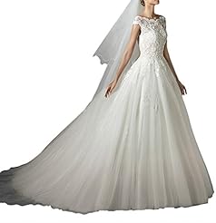 Satin Natural   Waistline Backless Lace Illusion   Ball Gown Wedding Dress 