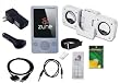 10 items Accessory Bundle Combo for Microsoft Zune 80GB / 120GB Series MP3 Player: Clear/White Silicone Skin Case Cover, USB 2in1 Data Sync Cable, USB Car Charger, USB Wall/Travel Charger, 3.5mm Auxillary Cable, Belt Clip, Armband, Earbud Caps with 3 different sizes, Portable Foldable Speaker Dock, and a Screen Protector