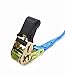 Scorpion Strap Ratchet Tie Downs 4 Pack - Great For Cargo Moving Hauling Securing - Breaking Strength 1500 Lb - Load Cap 500 Lb - 16.7ft Length - Blue