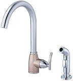 Danze D404854CSN Sonora Single-Handle Kitchen Faucet with Lever Handle and Spray, Chrome and Satin Nickel