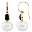 14K Yellow Gold Paspaley South Sea Cultured Pearl and Onyx Earrings - 12.00mm