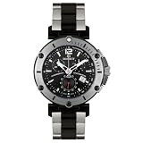 Burett Mens B4203LBSA Continent Collection Black and Stainless Steel Chronograph Diver Watch by Burett