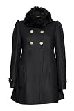 Anastasia-Black Wool Womens Faux Fur Winter Coat [Apparel]