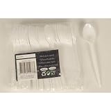 Plastikl�ffel SET 50 tlg. Kaffeel�ffel, Teel�ffel/ Kleine Kunststoff L�ffel, Plastik 12,5cm / 50 St�ck wei�, BE-15278