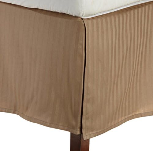 Linen Park Egyptian Cotton 300-Thread-Cont Sateen One Qty Bed Skirt (+20 Inch) Pocket Depth, Taupe Stripe (RV King Size)