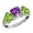 2.40 Ct Heart Shape Purple Amethyst and Green Peridot Sterling Silver Ring
