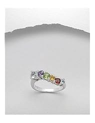 Rhodium plated ring set with gem stone In 92.5 Sterling Silver Ring