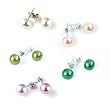 5 Sets AugustinaJewelry Freshwater Cultured Pearl Earrings 7-8mm Multi-Color Pearls with Silver Mount