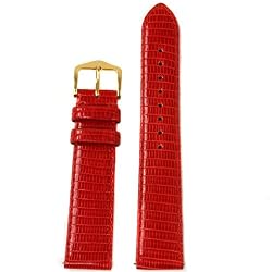 Watchband Genuine Lizard Red 18mm