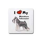 I Love My Miniature Schnauzer Rubber Square Coaster (4 pack)