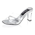 3 1/4 Inch Sexy Low Heel Shoe Women's Dress Shoes Square Heel Slide With Rhinstones CLEARANCE
