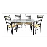 Home Source Industries 5-Piece Bronza Dinette with Glass Table Top and 4 Chairs