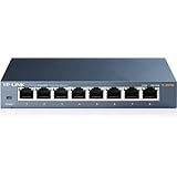 TP-LINK TL-SG108 8-Port 10/100/1000Mbps Desktop Gigabit Steel Cased Switch, IEEE 802.1p QoS, Up to 72% Power Saving