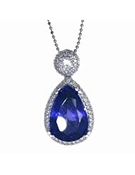18K White Gold Tanzanite and Diamond Pendant -- LIFETIME WARRANTY