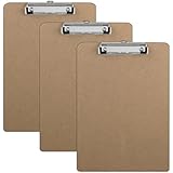 3 Clipboards - Hardboard - Flat Clip - 9 x 12.5 Inches - 3 Units