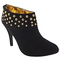 Womens Gold Stud Suede Ankle Shoe Boots