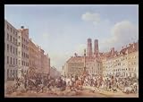 Adam Heinrich (Munich, Marienplatz with Schranne) Black Wood-Mounted Art Poster Print - 11 X 17