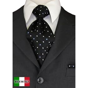 Woven Silk Mens Necktie + Pocket Square Hand Made in Italy By Valenti Ties and Hanky Set Black Blue