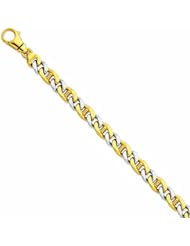 Genuine 14K Yellow Gold Two-Tone 7.25Mm Polished Fancy Link Bracelet 8.5 Inches 100% Satisfaction Guaranteed.