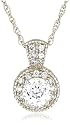 Platinum Overlay Sterling Silver "100 Facets Collection" Round Cubic Zirconia Antique-Style Pendant