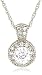 Platinum Overlay Sterling Silver "100 Facets Collection" Round Cubic Zirconia Antique-Style Pendant