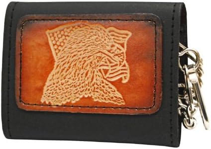 Carroll Leather 639150 Black Trifold Wallet with Eagle/Flag Patch