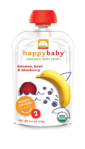 Happy Baby Organic Baby Food 2 Simple Combos, Banana, Beet and Blueberry, 3.5-Ounce Pouches (Pack of 16)