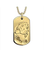 14k Yellow Gold Guardian Dog Tag Necklace Pendant. Made in USA.