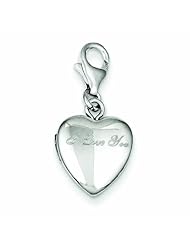 Genuine .925 Sterling Silver I Love You Lobster Clasp 12mm Heart Locket 1.6 Grams. 100% Satisfaction Guaranteed.