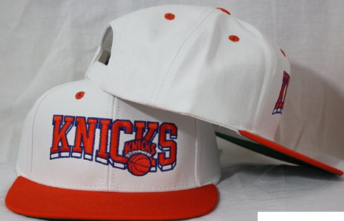 New York Knicks Snapback White / Orange Two Tone Adjustable Plastic Snap Back Hat / Cap