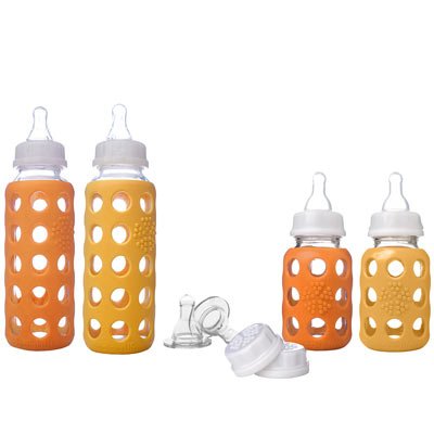 Lifefactory Glass Baby Bottle Starter Kit - Unisex Orge Yellow - 9 Ounce & 4 Ounce Image Lifefactory Glass Baby Bottle Starter Kit - Unisex Orge Yellow - 9 Ounce & 4 Ounce