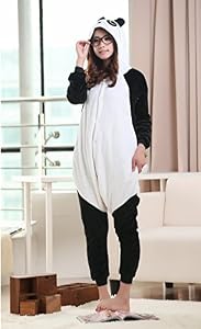 Skycastle(tm) High Quality White Panda Cartoon Animal Shaped Winter Unisex One-piece Pajamas Hoodie Sleepwear Cosplay Costume (L)