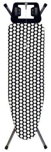 Rolser 910786 B&uuml;geltisch K-Dos 120 x 38 cm mit Steckdose Dekor Punkte, schwarz-wei&szlig;