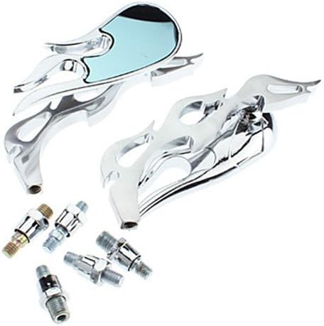 Qoosseine Universal Motorcycle 10mm 8mm Flame Rear View Mirrors