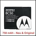 Original & Neu -Motorola BC-50 / BC50, Li-Ion (750 mAh) f�r C257 / KRZR K1 / L2 / L6 / SLVR L6 / RAZR maxx / RAZR V3xx / RIZR Z3 / SLVR L7 V3x / V1150 / Rizr Z3 / Rokr Z6 inkl. "MyTouch" Microfiber Pouch 135 mm x 75 mm (Schwarz od. Gr�n)
