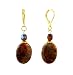 Earrings - E339 - Genuine Red Pietersite Gemstone and Fire Polished Glass Beads ~ Oval