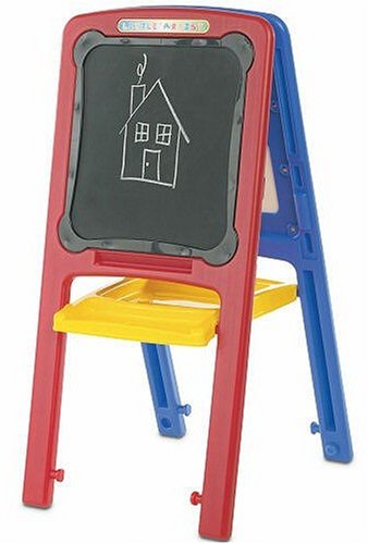 Kids Plastic Art Easel for Paint, Crayons or Chalk. Chalkboard & Magnetic Board - Alphabet Letters Included