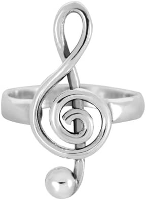 Chuvora 925 Sterling Silver G-Clef Music Note Ring for Women - Nickel Free