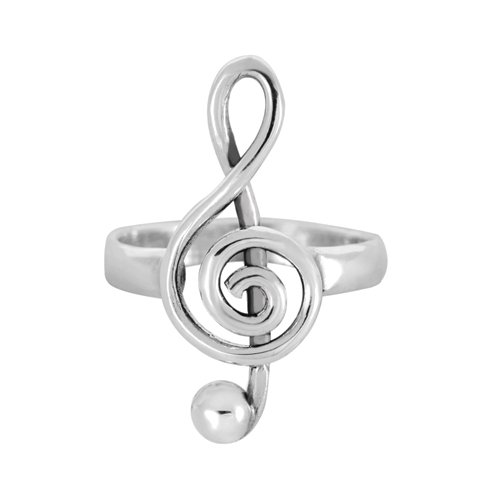 Chuvora 925 Sterling Silver G-Clef Music Note Ring for Women - Nickel Free