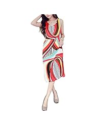 Sleeveless Geometric Print Cotton Stretchy Round Neck  Dress