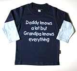 Daddy knows a lot but grandpa knows everything' navy/pale blue 2-3 years double layer tee t-shirt