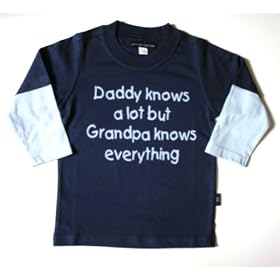 Double layer tee navy/pale blue 2-3 yrs 'Daddy knows a lot but grandpa knows everything'