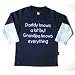 Double layer tee navy/pale blue 2-3 yrs 'Daddy knows a lot but grandpa knows everything'