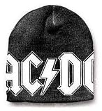 AC/DC Beanie black with white logo knit hat