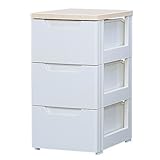 アイリスオーヤマ ◆浅型 幅32.4cm×奥行41cm◆ ウッドトップチェスト HG-323B(3段) ホワイト/ナチュラル