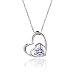 Platinum Plated Sterling Silver Double Heart CZ Simulated Diamond Pendant Necklace