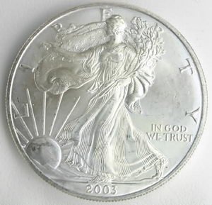 2003 Us Mint American Silver Eagle $1 Dollar Unc Coin-image