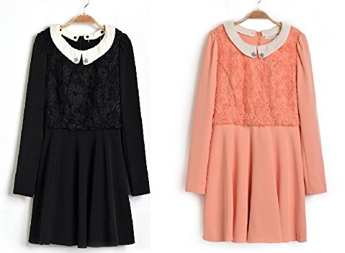 [Kapua] エレガント フェミニン シフォン 襟 ビジュー ワンピース レディース フォーマルにも